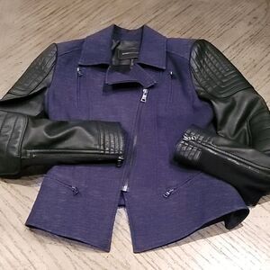 BCBGMAXAZRIA black leather and denim jacket XXS